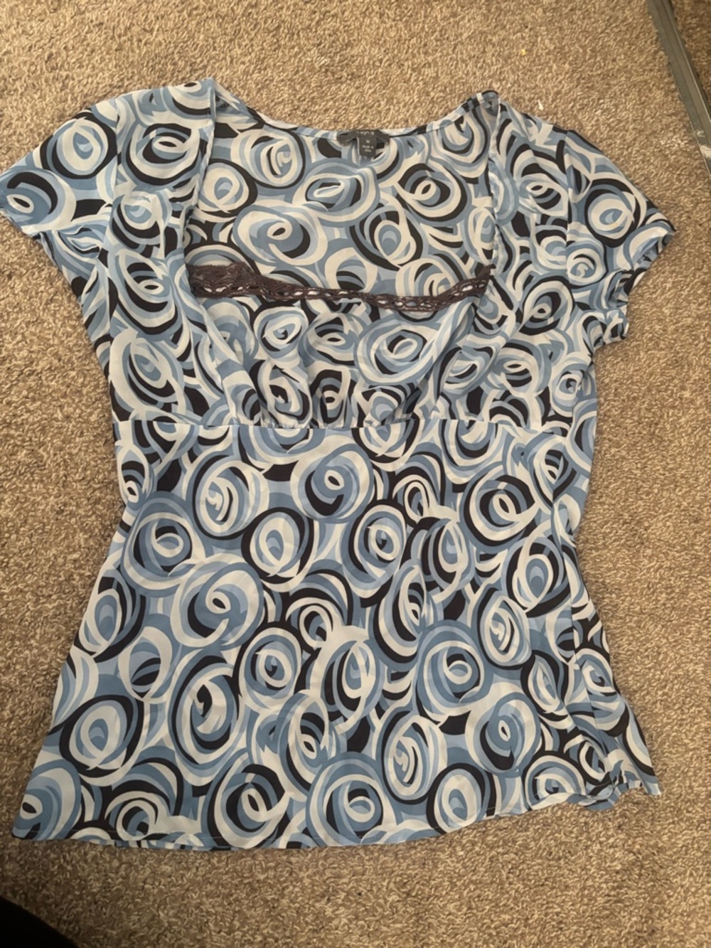 Apt. 9 Light and Navy Swirl Short-Sleeve Blouse
